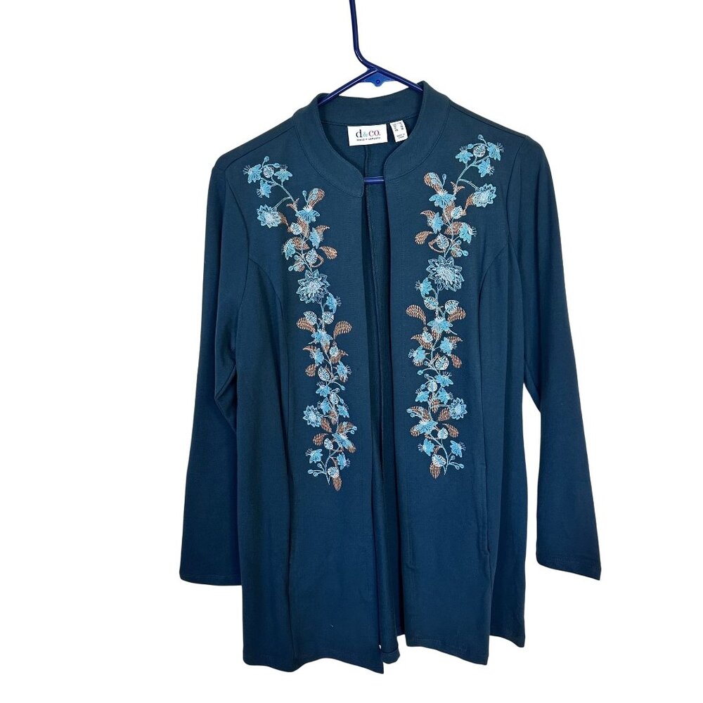D&Co Embroidered Open Front Cardigan Jacket Womens Small Purple Green Lot of 2